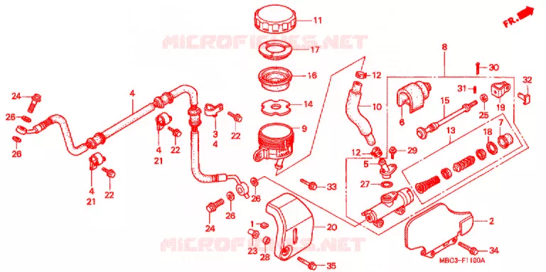 MAITRE-CYLINDRE DE FREIN ARRIERE Honda MOTO 1100 SHADOW 1999  VT1100TX