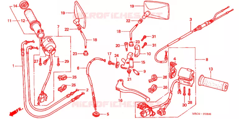 COMMODO - LEVIER - CABLE Honda MOTO 1100 SHADOW 2000  VT1100TY