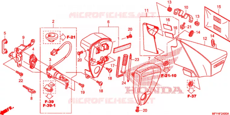 COUVERCLE LATERAL - OUTILS - CONTACTEUR A CLES Honda MOTO 1300 VT 2010  VT1300CRAA_A