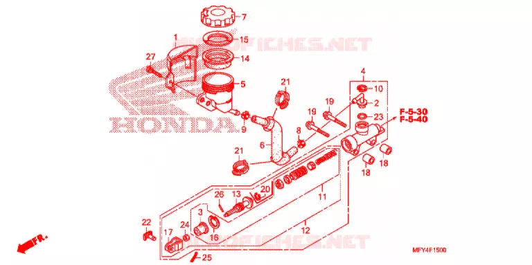 MAITRE-CYLINDRE DE FREIN ARRIERE Honda MOTO 1300 VT 2011  VT1300CRAB