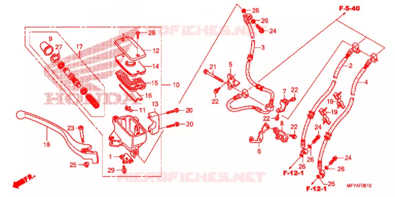 MAITRE CYLINDRE DE FREIN AVANT (ABS) Honda MOTO 1300 VT 2011  VT1300CRAB