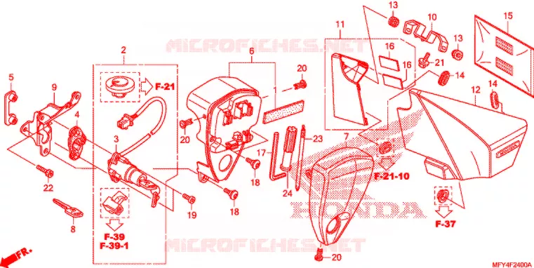 COUVERCLE LATERAL - OUTILS - CONTACTEUR A CLES Honda MOTO 1300 VT 2011  VT1300CRAB