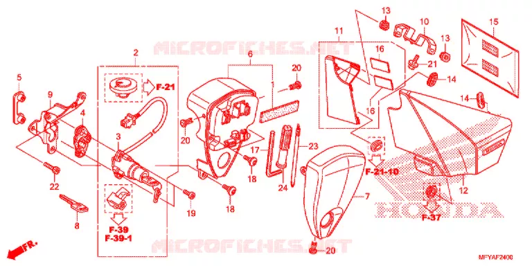 COUVERCLE LATERAL - OUTILS - CONTACTEUR A CLES Honda MOTO 1300 VT 2012  VT1300CRAC
