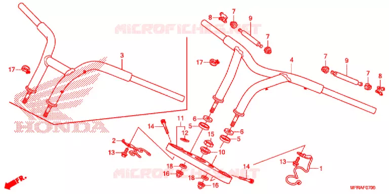 GUIDON - TE DE FOURCHE (VT1300CRA/CR/CSA/CS/CTA/CT) Honda MOTO 1300 VT 2013  VT1300CRAD