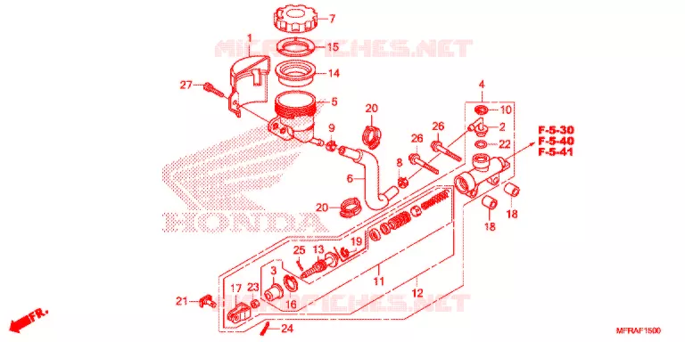 MAITRE CYLINDRE DE FREIN ARRIERE Honda MOTO 1300 VT 2013  VT1300CRAD