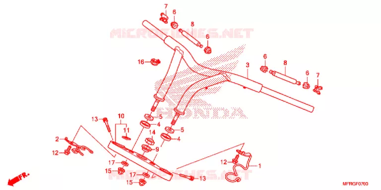 GUIDON - TE DE FOURCHE (VT1300CR/CRA) Honda MOTO 1300 VT 2016  VT1300CRAG