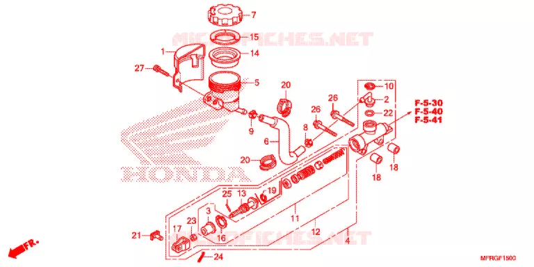 MAITRE CYLINDRE DE FREIN ARRIERE Honda MOTO 1300 VT 2016  VT1300CRAG