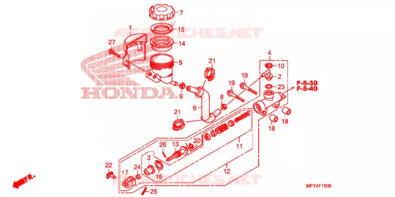 MAITRE-CYLINDRE DE FREIN ARRIERE Honda MOTO 1300 VT 2011  VT1300CRB_A