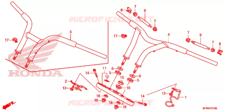 GUIDON - TE DE FOURCHE (VT1300CRA/CR/CSA/CS/CTA/CT) Honda MOTO 1300 VT 2013  VT1300CRD