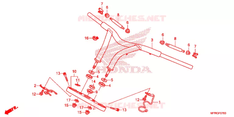 GUIDON - TE DE FOURCHE (VT1300CR/CRA) Honda MOTO 1300 VT 2016  VT1300CRG