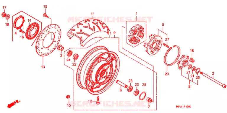 ROUE ARRIERE Honda MOTO 1300 VT 2010  VT1300CSA