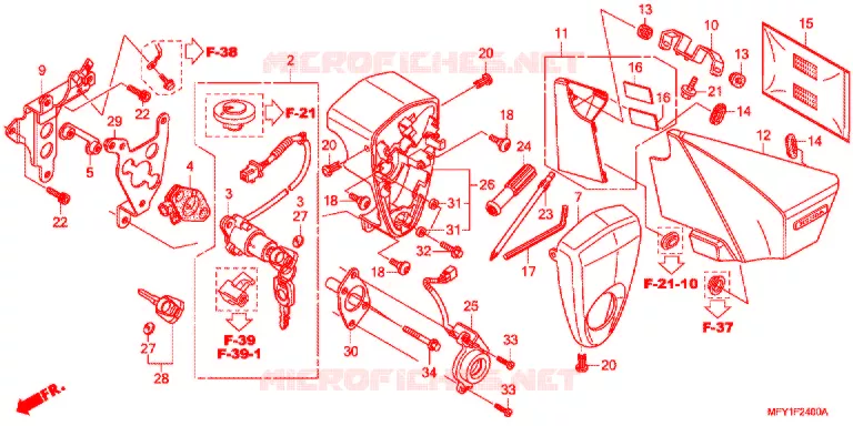 COUVERCLE LATERAL - OUTILS - CONTACTEUR A CLES Honda MOTO 1300 VT 2013  VT1300CSAB