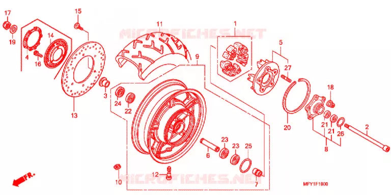 ROUE ARRIERE Honda MOTO 1300 VT 2014  VT1300CSAB