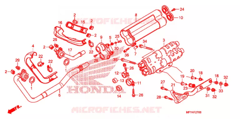 SILENCIEUX D'ECHAPPEMENT Honda MOTO 1300 VT 2011  VT1300CSAB_A