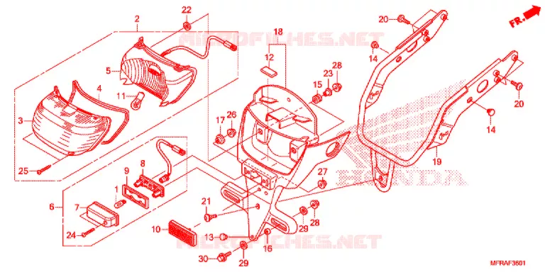 FEU ARRIERE - ECLAIRAGE DE PLAQUE (VT1300CSA/CS) Honda MOTO 1300 VT 2013  VT1300CSAD