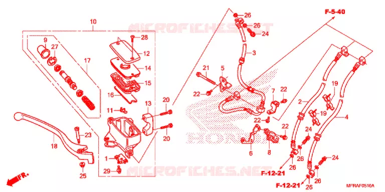 MAITRE CYLINDRE DE FREIN AVANT (VT1300CRA/CSA/CTA) Honda MOTO 1300 VT 2013  VT1300CSAD
