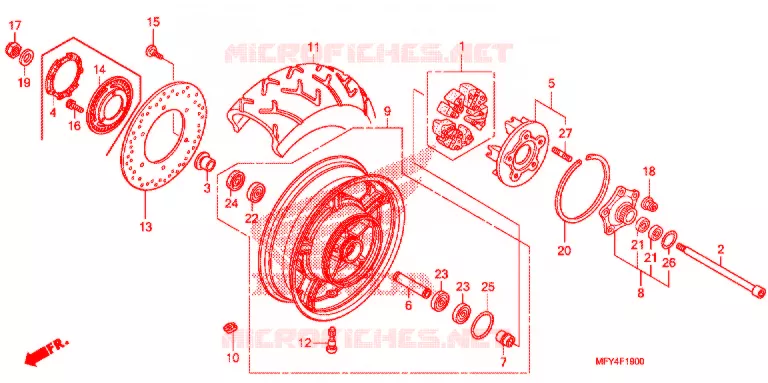 ROUE ARRIERE Honda MOTO 1300 VT 2011  VT1300CSB_A