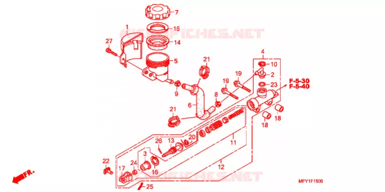 MAITRE-CYLINDRE DE FREIN ARRIERE Honda MOTO 1300 VT 2011  VT1300CSB_J