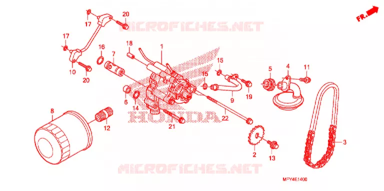 FILTRE A HUILE - POMPE A HUILE Honda MOTO 1300 VT 2011  VT1300CTAB