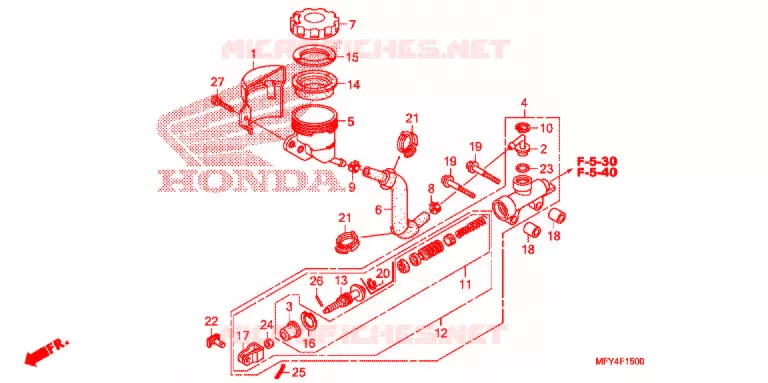MAITRE-CYLINDRE DE FREIN ARRIERE Honda MOTO 1300 VT 2011  VT1300CTAB