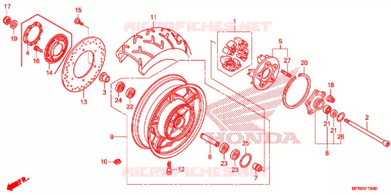 ROUE ARRIERE (VT1300CRA/CR/CSA/CS/CTA/CT) Honda MOTO 1300 VT 2013  VT1300CTAD