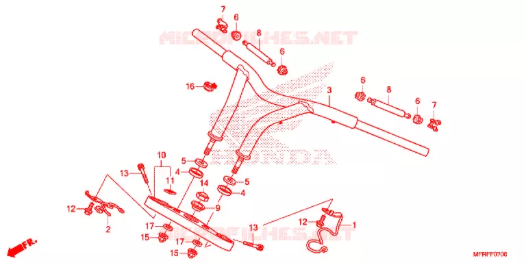 GUIDON - TE DE FOURCHE (VT1300CR/CRA/CT/CTA) Honda MOTO 1300 VT 2015  VT1300CTAF