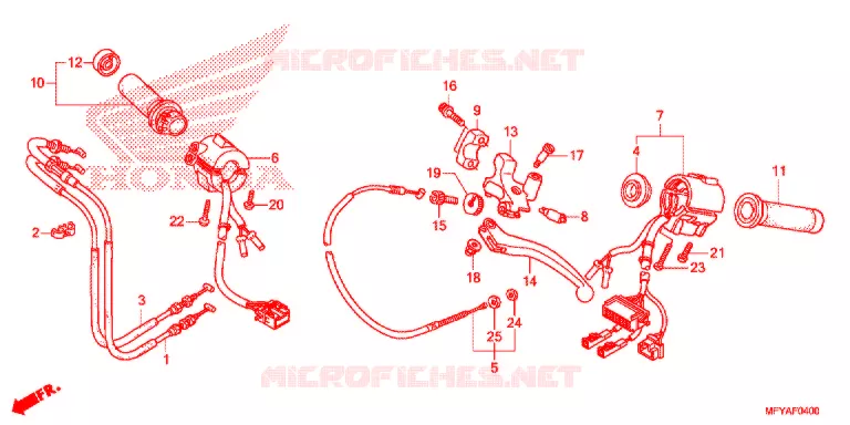 LEVIER DE GUIDON - CABLE - COMMODO Honda MOTO 1300 VT 2012  VT1300CTC