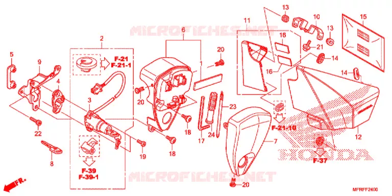 COUVERCLE LATERAL - OUTILS - CONTACTEUR A CLES Honda MOTO 1300 VT 2019  VT1300CTF