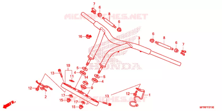 GUIDON - TE DE FOURCHE (VT1300CR/CRA/CT/CTA) Honda MOTO 1300 VT 2019  VT1300CTF