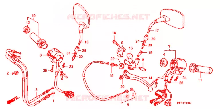 LEVIER DE GUIDON - CABLE - COMMODO Honda MOTO 1300 VT 2010  VT1300CXA