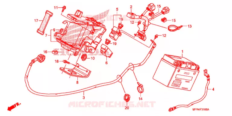 BATTERIE Honda MOTO 1300 VT 2011  VT1300CXAB_A