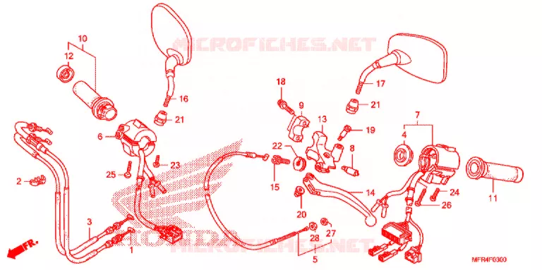 COMMODOS - POIGNEES - CABLES Honda MOTO 1300 VT 2011  VT1300CXAB_A