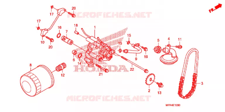 FILTRE A HUILE - POMPE A HUILE Honda MOTO 1300 VT 2011  VT1300CXAB_A