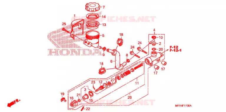 MAITRE CYLINDRE DE FREIN ARRIERE Honda MOTO 1300 VT 2011  VT1300CXAB_A