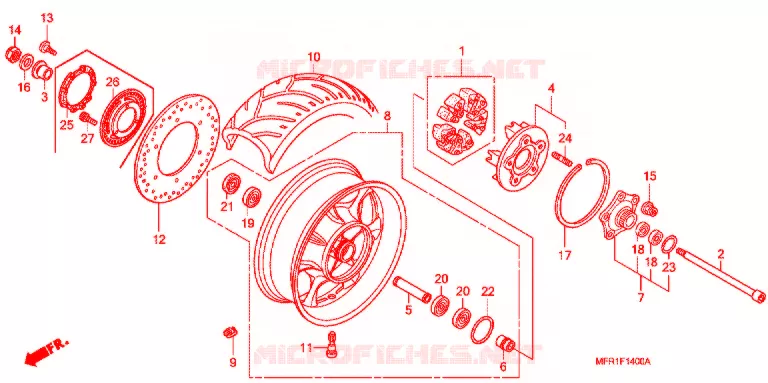 ROUE ARRIERE Honda MOTO 1300 VT 2014  VT1300CXAC