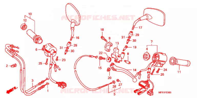 LEVIER DE GUIDON - CABLE - COMMODO Honda MOTO 1300 VT 2012  VT1300CXAC