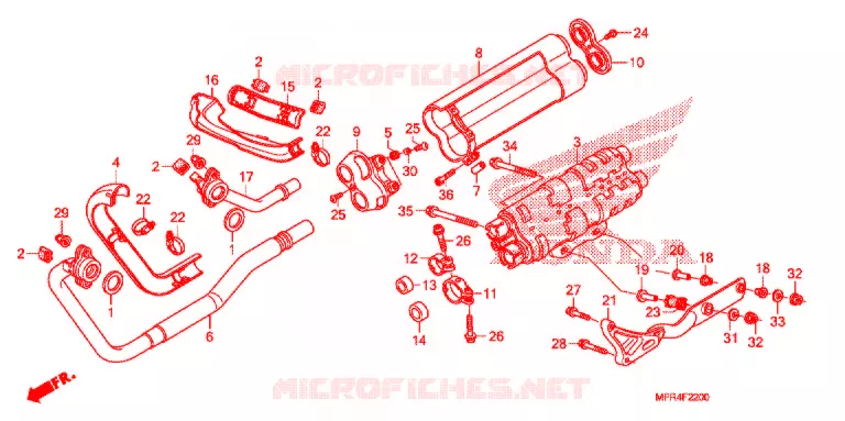 SILENCIEUX D'ECHAPPEMENT Honda MOTO 1300 VT 2012  VT1300CXAC_A