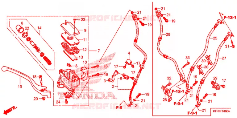 MAITRE CYLINDRE DE FREIN AVANT Honda MOTO 1300 VT 2012  VT1300CXAC_A
