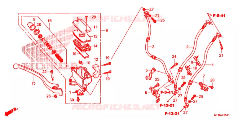 MAITRE CYLINDRE DE FREIN AVANT (VT1300CXA) Honda MOTO 1300 VT 2013  VT1300CXAD