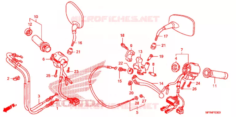 COMMODOS - POIGNEES - CABLES Honda MOTO 1300 VT 2011  VT1300CXB_A