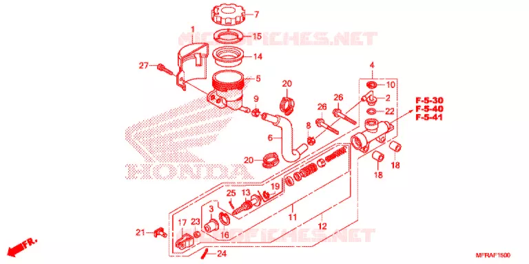 MAITRE CYLINDRE DE FREIN ARRIERE Honda MOTO 1300 VT 2013  VT1300CXD