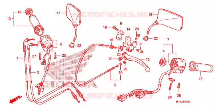 LEVIER DE GUIDON - CABLE - COMMODO Honda MOTO 750 SHADOW 2010  VT750C2BA_A
