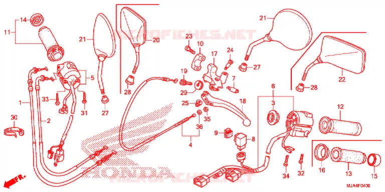 LEVIER DE GUIDON - CABLE - COMMODO Honda MOTO 750 SHADOW 2012  VT750C2BC-A