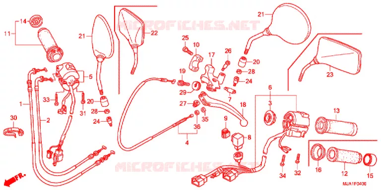 LEVIER DE GUIDON - CABLE - COMMODO Honda MOTO 750 SHADOW 2015  VT750C2BC