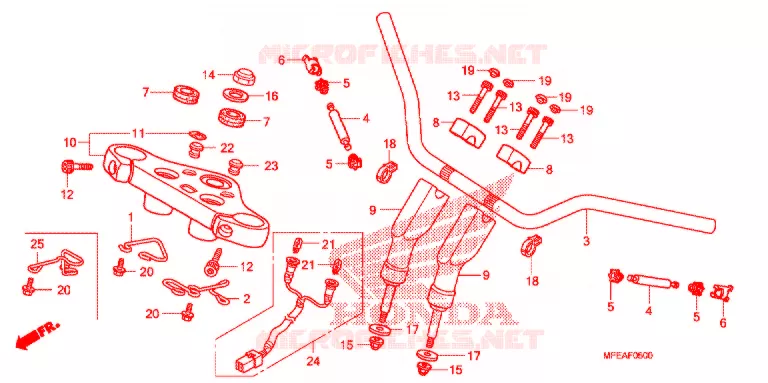 GUIDON - TE DE FOURCHE (VT750C2F/C2S) Honda MOTO 750 SHADOW 2010  VT750C2FA_A