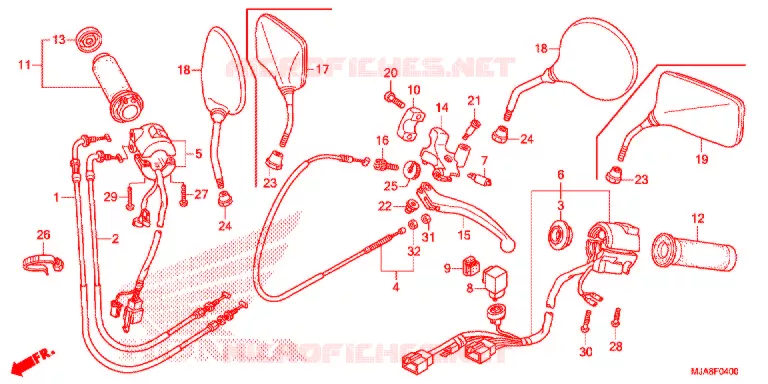 LEVIER DE GUIDON - CABLE - COMMODO Honda MOTO 750 SHADOW 2014  VT750C2FE