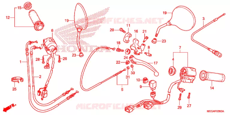 COMMODOS - POIGNEES - CABLES - MIROIR Honda MOTO 750 SHADOW 2008  VT750CA8_A