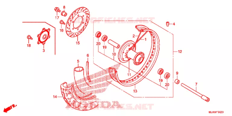 ROUE AVANT (VT750C/CA/C2/C2B/C2F/CS/C2S) Honda MOTO 750 SHADOW 2013  VT750CD