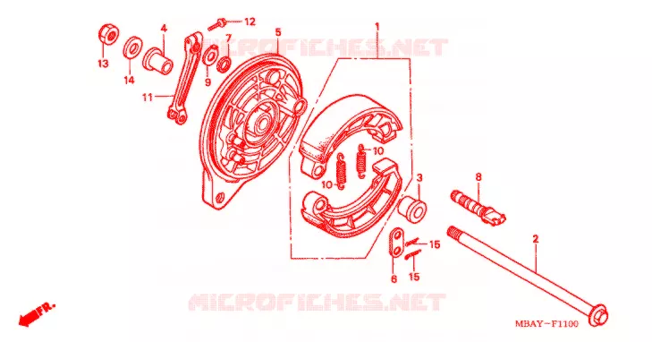 FLASQUE - MACHOIRES DE FREIN ARRIERE Honda MOTO 750 SHADOW 2001  VT750CD1