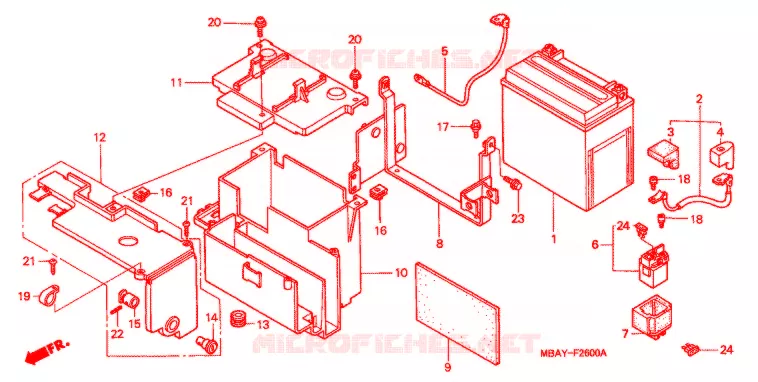 BATTERIE Honda MOTO 750 SHADOW 2001  VT750CD1
